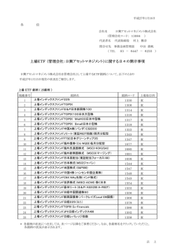 上場ETF （管理会社：日興アセットマネジメント）に関する日々の開示事項