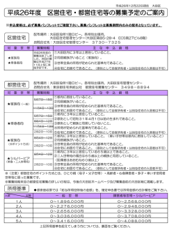 平成26年度 区営住宅、都営住宅等の募集予定はこちら