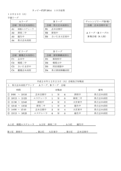 カッピーCUP 2014 1日目結果 12月23日（火） 予選リーグ Aリーグ B