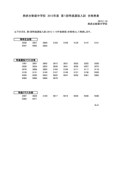 西武台新座中学校 2015年度 第1回特進選抜入試 合格発表