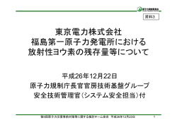 東京電力株式会社 福島第一原子力発電所における 放射性ヨウ素の残存