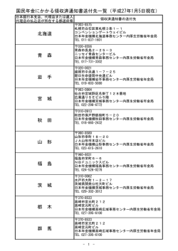 国民年金にかかる領収済通知書送付先一覧（平成27年1月5