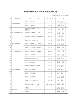 北見市地域福祉計画策定委員会名簿