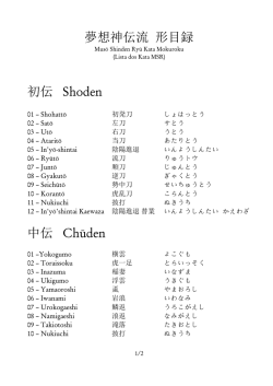 Musö Shinden Ryü Kata Mokuroku