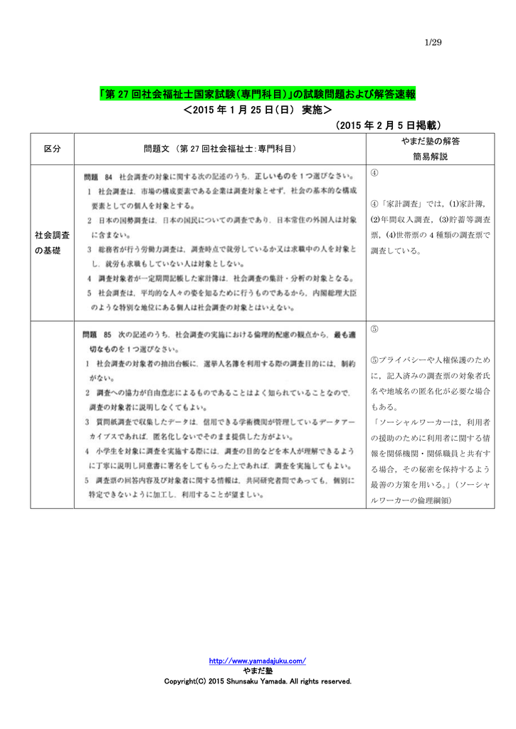 問題文と解答 簡易解説付