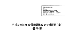 平成27年度介護報酬改定の概要 (案) 骨子版