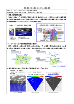 情報通信が支える次世代のITS 講演概要 タイトル： インフラレーダー