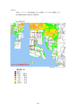 水島コンビナート周辺地域における南海トラフの巨大地震による 浸水域