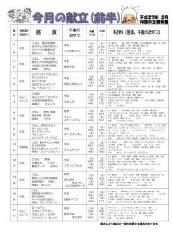 印西市立保育園給食献立表2月分