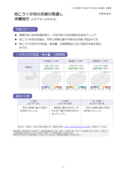 向こう1か月の天候の見通し
