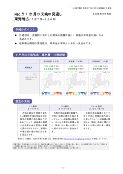 向こう1か月の天候の見通し