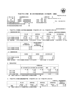 平成27年3月期 第3四半期決算短信〔日本基準〕(連結)