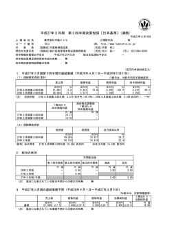 平成27年3月期 第3四半期決算短信〔日本基準〕(連結)