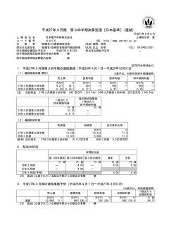 平成27年3月期 第3四半期決算短信〔日本基準〕(連結)