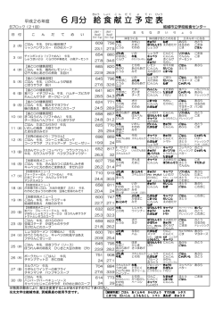 平成26年6月献立予定表Bブロック