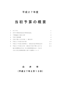 平成27年度当初予算の概要（PDF形式）