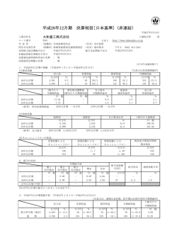 平成26年12月期 決算短信[日本基準]（非連結）