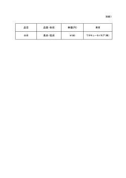 品目 品質・形状 単価(円) 長衣・短衣 ¥180