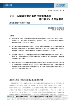 シェール関連企業の低格付け等債券の 発行状況とその保有者