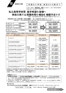 私立高等学校等 進学希望の皆様へ 神奈川県では授業料等の補助を