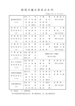 敦賀市議会委員会名列（平成27年2月18日）