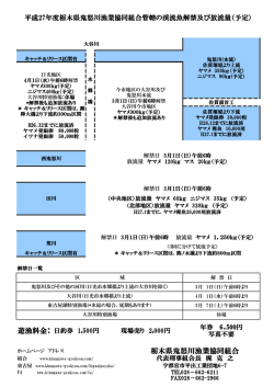 平成27年 鬼怒川漁協管轄渓流魚解禁表（PDF）