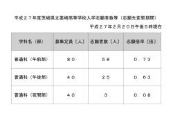 平成27年度茨城県立茎崎高等学校入学志願者数等（志願先変更期間