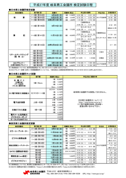 平成27年度 岐阜商工会議所 検定試験日程