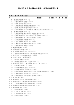 平成 27 年 3 月市議会定例会 会派代表質問一覧