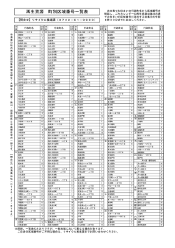 再生資源 町別区域番号一覧表