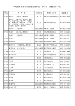 小規模事業者持続化補助金事業 市町別 管轄団体一覧