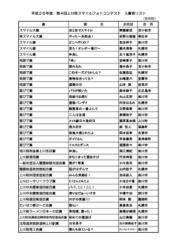 平成26年度 第4回上川町スマイルフォトコンテスト 入賞者リスト