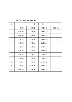 平成27年 京都市中央斎場休場日 休 場 日