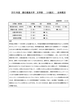 2015 年度 慶応義塾大学 文学部 （小論文） 全体概況