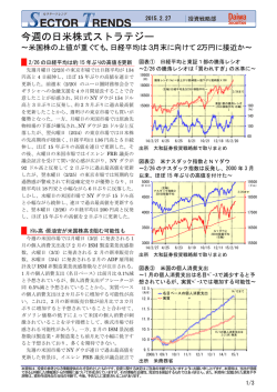 今週の日米株式ストラテジー