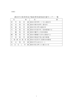 酒田市立保育所及び福祉型児童発達支援センター一覧