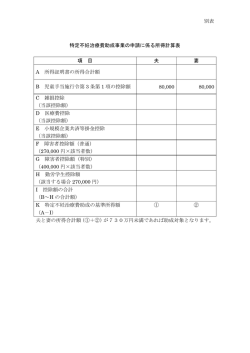 別表 特定不妊治療費助成事業の申請に係る所得計算表 項 目 夫 妻 A