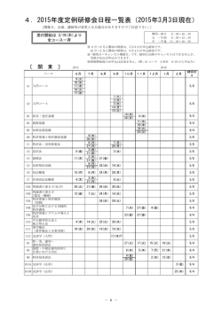 4．2015年度定例研修会日程一覧表（2015年3月3