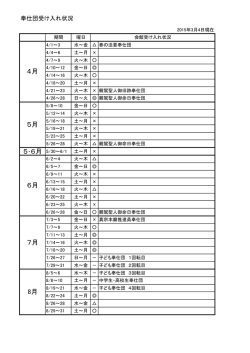 5･6月 5/30～6/1 4月 5月 6月 7月 8月