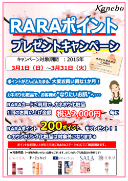 ポイントはお買い上げの3日後にRARAステーションにてご確認頂けます。