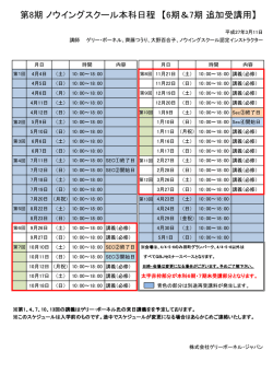 本科8期スケジュール 本科6期7期卒業生の方へ