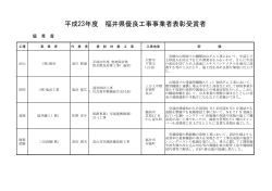 平成23年度 福井県優良工事事業者表彰受賞者