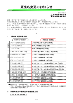 販売名変更のお知らせ