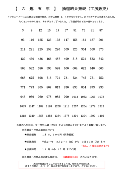 【 六 趣 五 年 】 抽選結果発表（工房販売）;pdf