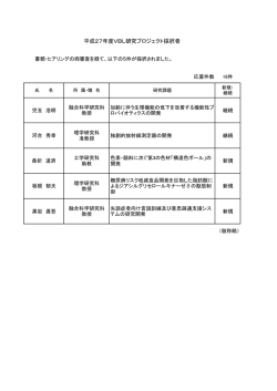 平成27年度VBL研究プロジェクト採択者;pdf