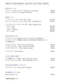MEN`S GROOMING SALON AOYAMA MENU;pdf
