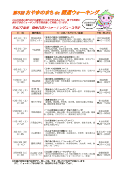 平成27年度 開催日程とウォーキングコース予定