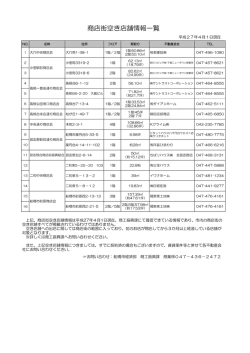 商店街空き店舗情報（H27．4．1現在）（PDF形式：76KB）