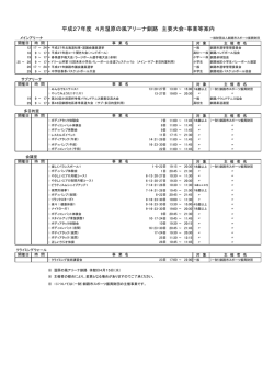 平成27年度 4月湿原の風アリーナ釧路 主要大会・事業等案内