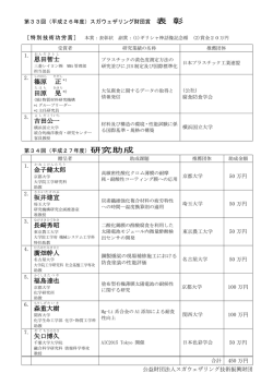 第32回（平成25年度） スガ財団賞 表彰候補者 案